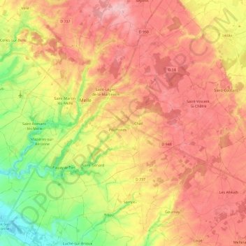 Carte topographique 79500, altitude, relief