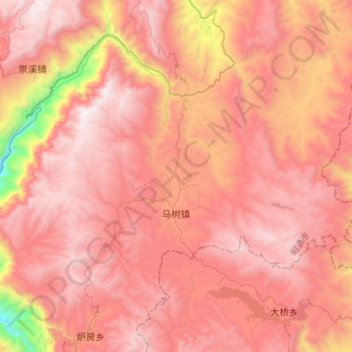 Carte topographique 马树镇, altitude, relief
