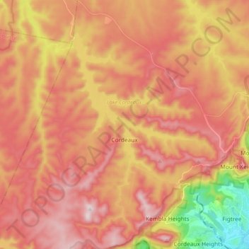 Carte topographique Cordeaux, altitude, relief