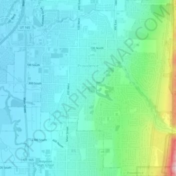 Carte topographique Providence, altitude, relief