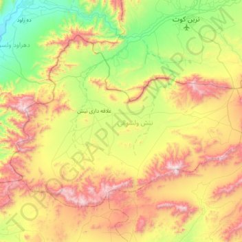 Carte topographique نېش ولسوالۍ, altitude, relief