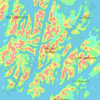 Carte topographique Isla Vidal Gormaz, altitude, relief