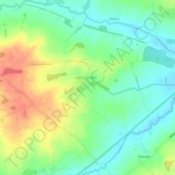 Carte topographique Bradden, altitude, relief