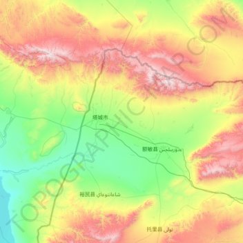 Carte topographique Tacheng City, altitude, relief