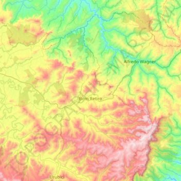 Carte topographique Bom Retiro, altitude, relief