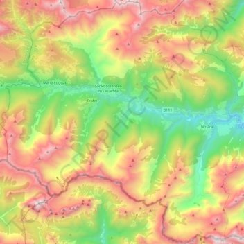 Carte topographique Lesachtal, altitude, relief