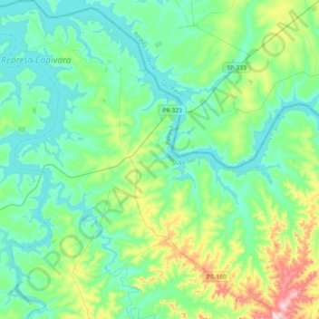 Carte topographique Sertaneja, altitude, relief