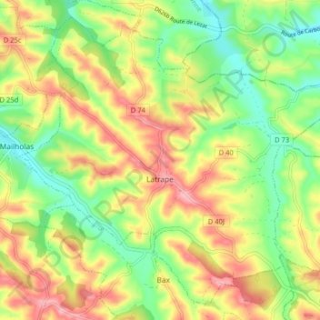 Carte topographique Latrape, altitude, relief