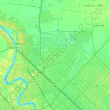 Carte topographique Al-Adhamiyah District, altitude, relief