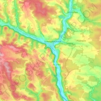 Carte topographique Schmidmühlen, altitude, relief