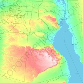 Carte topographique Suez, altitude, relief