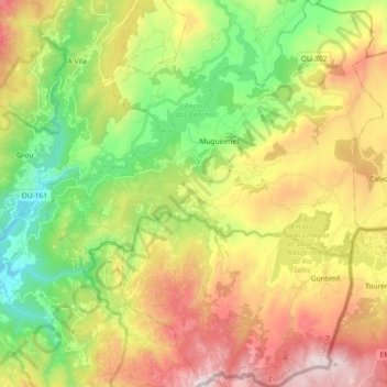 Carte topographique Muíños, altitude, relief