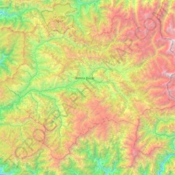 Carte topographique Jumla, altitude, relief