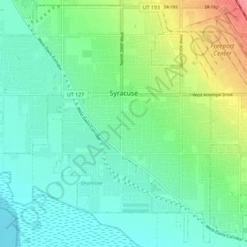 Carte topographique Syracuse, altitude, relief