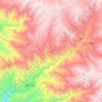 Carte topographique Coris, altitude, relief