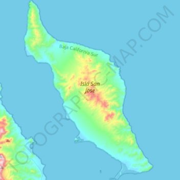 Carte topographique Isla San Jose, altitude, relief