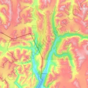 Carte topographique Stewart, altitude, relief