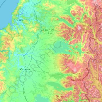 Carte topographique Provincia de Ranco, altitude, relief