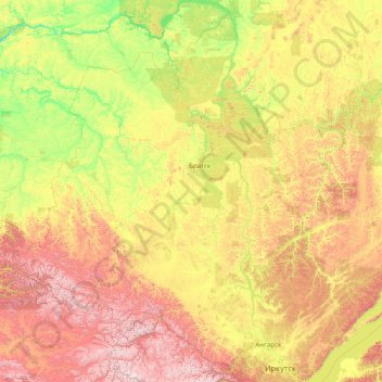 Carte topographique Ангара, altitude, relief