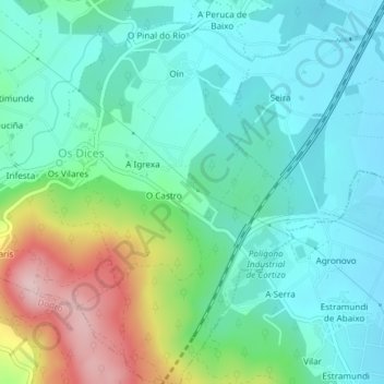 Carte topographique Oín, altitude, relief