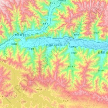 Carte topographique Gonggar County, altitude, relief