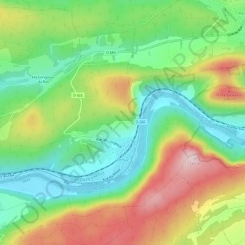 Carte topographique Deluz, altitude, relief