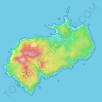 Carte topographique Isla del Coco, altitude, relief