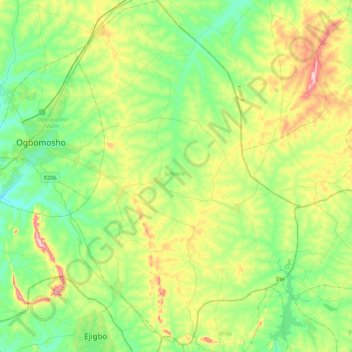 Carte topographique Surulere, altitude, relief