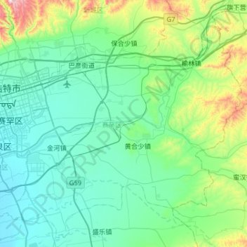 Carte topographique Saihan District, altitude, relief