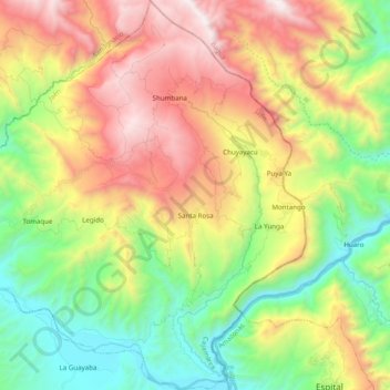 Carte topographique Santa Rosa, altitude, relief