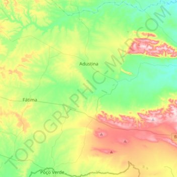Carte topographique Adustina, altitude, relief