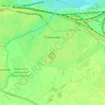 Carte topographique Толмачёво, altitude, relief