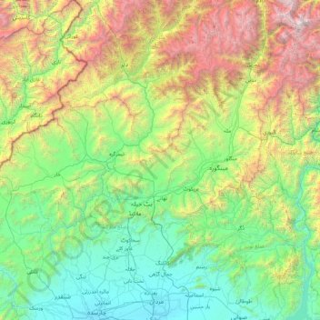 Carte topographique دریائے سوات, altitude, relief