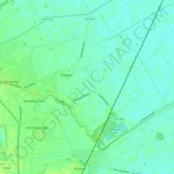 Carte topographique Deeping St. James, altitude, relief