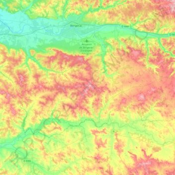 Carte topographique Sud-Bergeracois, altitude, relief