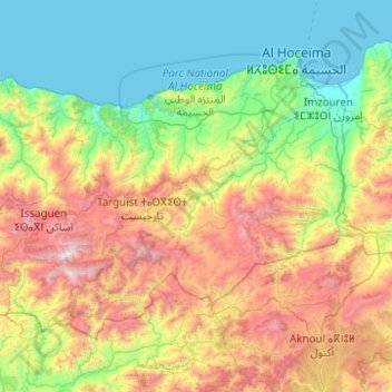 Carte topographique Province d'Al Hoceïma, altitude, relief