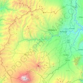 Carte topographique Ambato, altitude, relief