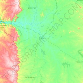 Carte topographique Crateús, altitude, relief