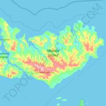Carte topographique Isla Melville, altitude, relief