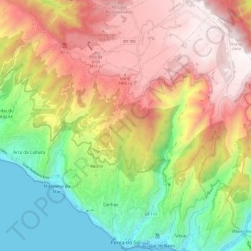 Carte topographique Ponta do Sol, altitude, relief