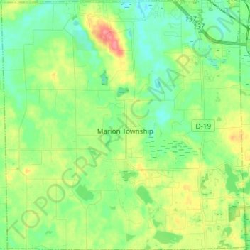 Carte topographique Marion Township, altitude, relief