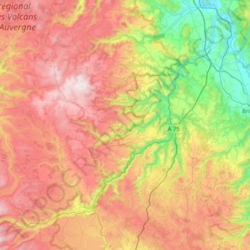Carte topographique L'Alagnon, altitude, relief