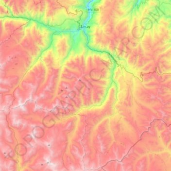 Carte topographique Lircay, altitude, relief