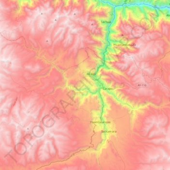 Carte topographique Santiago de Lucanamarca, altitude, relief