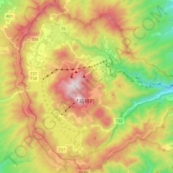 Carte topographique Hakone, altitude, relief