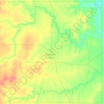 Carte topographique Stonewall County, altitude, relief