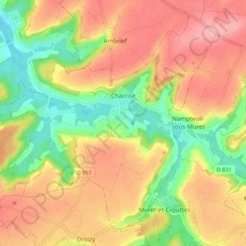 Carte topographique Chacrise, altitude, relief