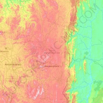 Carte topographique District de Manjakandriana, altitude, relief