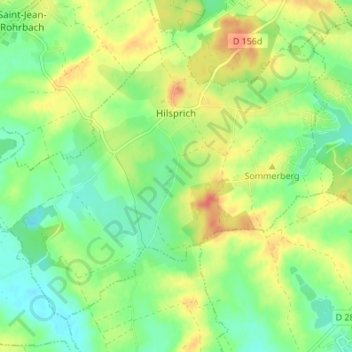 Carte topographique Hilsprich, altitude, relief