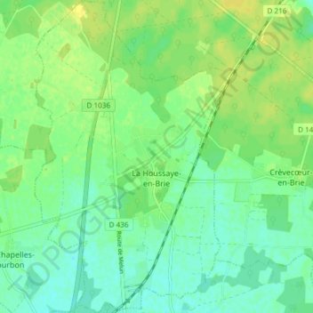 Carte topographique La Houssaye-en-Brie, altitude, relief